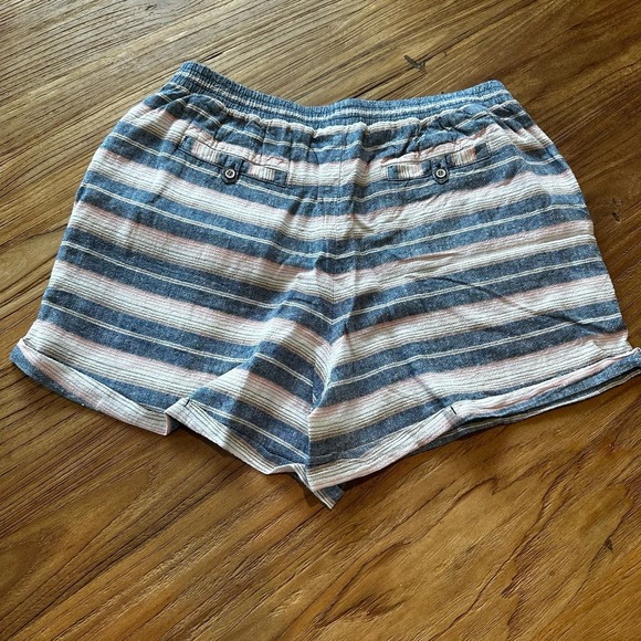 Anthropologie Mermaid Women’s Linen Blend Striped Pull On Shorts Folded Hem SZ S - Picture 8 of 8